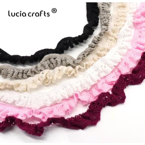 Lucia Craft 5y/6yard 20mm Cotton Elastic Lace Trim Ribbons Bands DIY Girls' Hair Tie Headband Sewing Clothing Accessories N0608