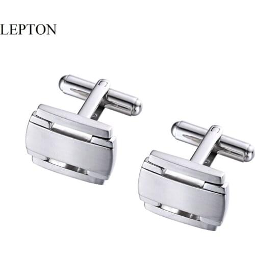 LEPTON Stainless Steel Cufflinks Simplicity Personality Cufflink For Mens Gifts Wedding Groom Business Anniversary Cuff Links