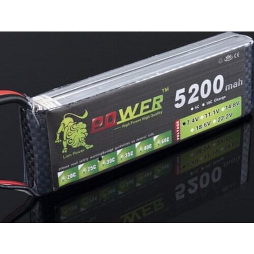 LION POWER Lipo Battery 7.4v 2S 5200mAh 25C Lipo Battery RC Helicopter RC Car Boat Quadcopter Remote Control Toys Parts