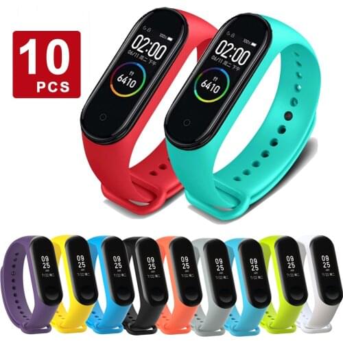 Mi Band 4 3 Strap Wrist Strap For Xiaomi Mi Band 3 4 Bracelet Silicone Miband 3 4 NFC Correa Accessories Smart Protector 10pcs