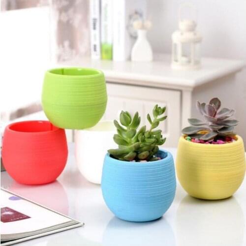 Mini Round Plastic Unbreakable Succulent Plant Flower Pot Garden Home Office Desktop Micro Landscape Decor LX5190
