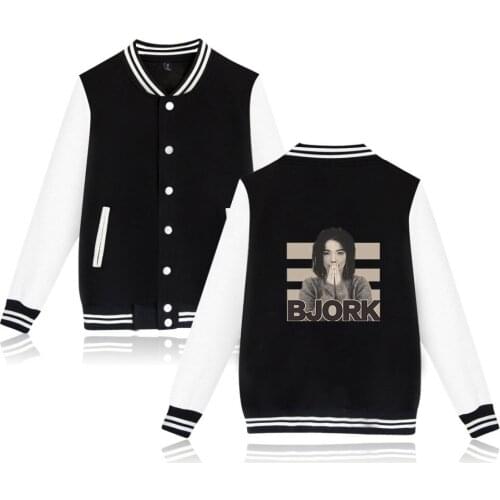 Fashion Famous singer Bjork Baseball Jacket Coat Women Men Black And White New Baseball Jacket Coat Cotton Hoodies women Jacket