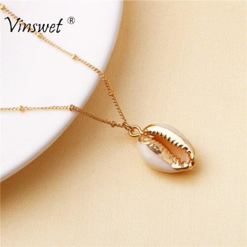 Fashion Natural Shell Wrap Seashell Conch Pendant Necklace for Women Cowry Bohemian Boho Ocean Summer Cowrie Shell Jewelry