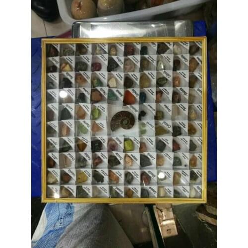 Mineral Collection Set many Different gemstone and Mineral Specimen Box