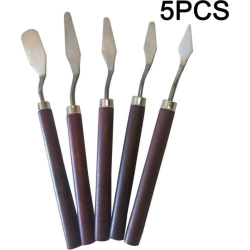 5Pc/Set Professional Fine Art Palette Knife Stainless For Oil Painting Flexible Supplies Blades Spatula Steel Kit Tool Arts S7D1