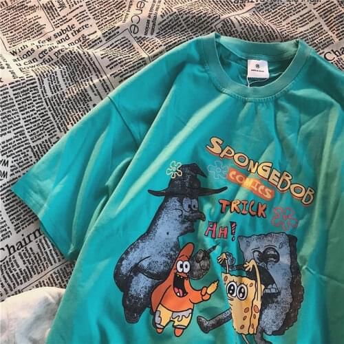 2021 Summer New Couple Wear Lake Blue Trend Pure Cotton Sponge Baby Short-sleeved T-shirt for Men and Women Loose