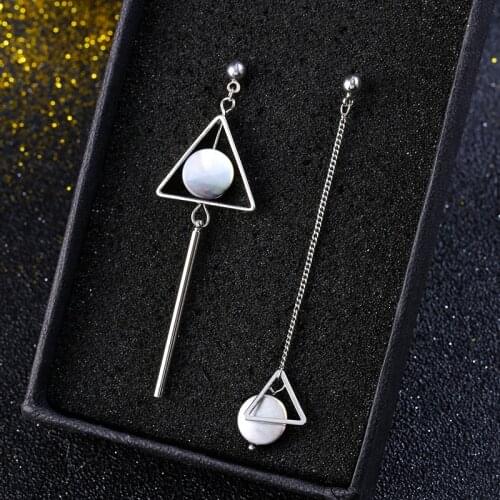 New Fashion Womens Shell Earrings Simple Vintage Jewelry Triangle Geometric Asymmetric Earrings Long Drop Earrings Party Gifts