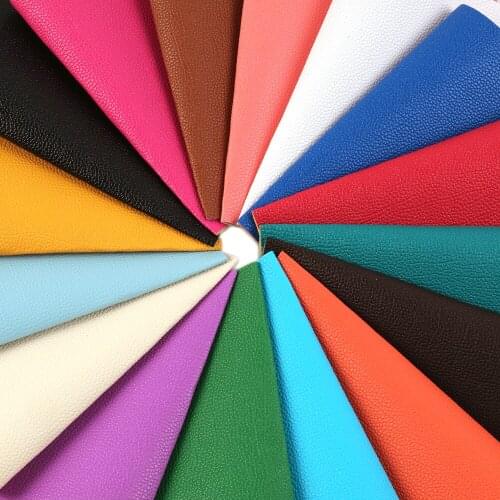 Solid Color Faux Leather Sheets Lychee Texture Synthetic Leather Fabric 20x33cm for DIY Earrings Hair Bows Pouches Crafts
