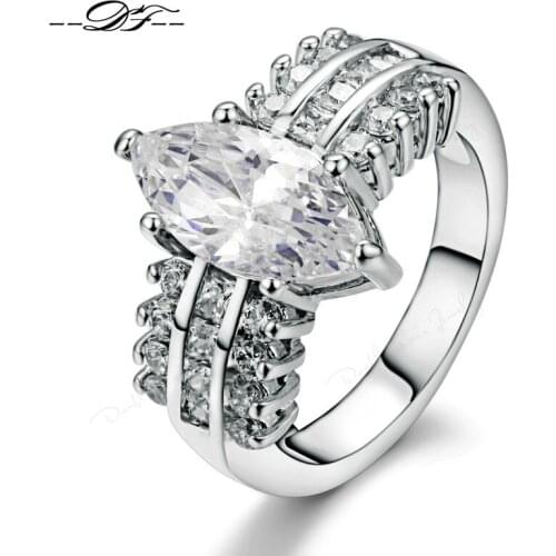 Double Fair Silver Color Luxry Wedding Ring Engagement AAA Cubic Zirconia Jewelry For Women with Austrian Crystal R545