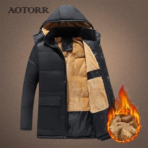 Winter Parkas Men Hooded Thick Fleece Mens Jacket Windproof Hat Detachable Coat Male Outdoor Casual Loose Parka Man Waterproof