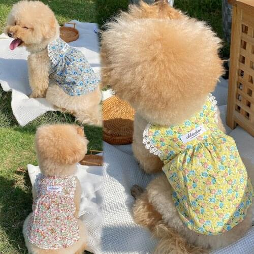 Pet Cat Dog Dress Cute Floral Dog Clothing Chihuahua Yorkshire Pomeranian Poodle Bichon Schnauzer Pug French Bulldog Clothes New