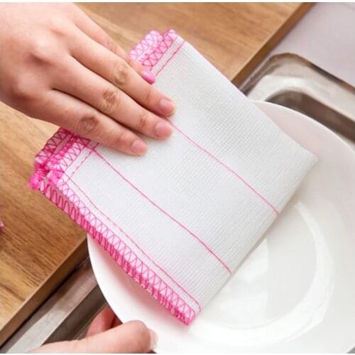 Plus cotton fiber dish cloth kitchen cleaning wipes non-oil absorbent water towel scouring pad