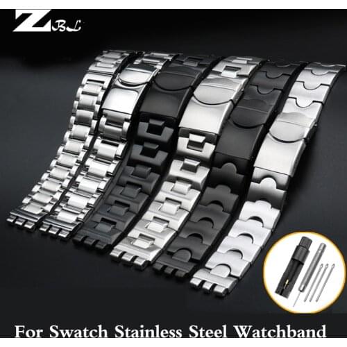 Watch Accessories For Swatch YCS YAS YGS IRONY Strap Silver Solid Stainless Steel Watchband Mens /Womens Metal Bracelet Stock