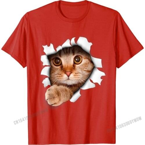 Sweet Kitten Cat Torn 3D Funny Cat Lover T-Shirt Summer T Shirts Tops Tees for Men Fashion Cotton Casual T Shirt