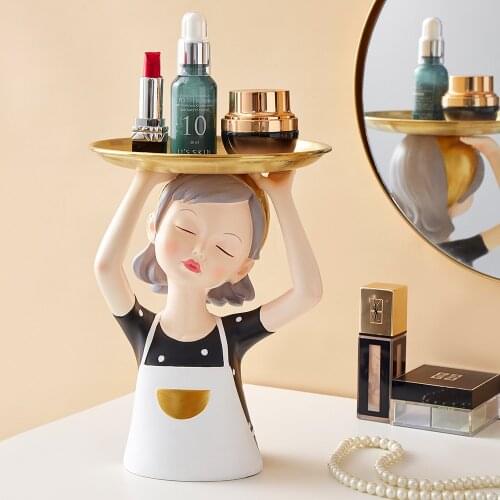 Cute Girl Sculpture Fruit Tray Character Character Model Statue Nordic Home Decor Accessories Living Room Desktop Decor Gift