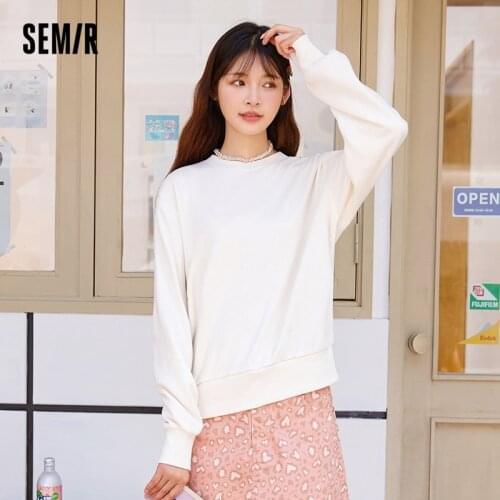SEMIR Sweater Women Simple Collocation Solid 2021 Autumn New Loose Versatile Casual Fall Shoulder Sweater Girl