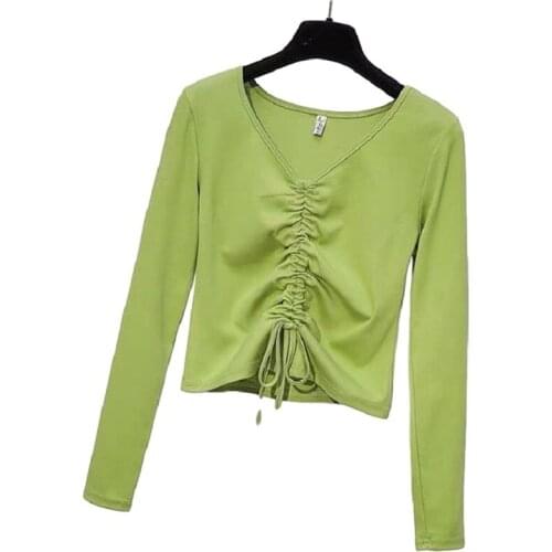 Loose Cotton T Shirt Woman 2021 Plus Size Women Long Sleeve Shirts Spring Fashion Long Sleeve Breathable Shirt V-Neck Woman Tops