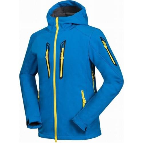 Windproof Waterproof Hiking Windbreaker Autumn Winter Men warm Hooded Fleece jackets Outdoor Camping Climbing Soft shell coats