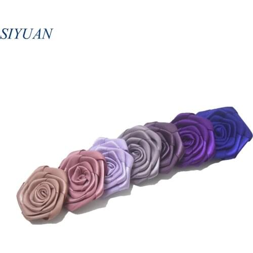 45pcs/Lot Rolled Satin Rosettes Flower WITH/WITHOUT Hair Clip Girl Hairpin Headwear Accessories 4.5cm TH232