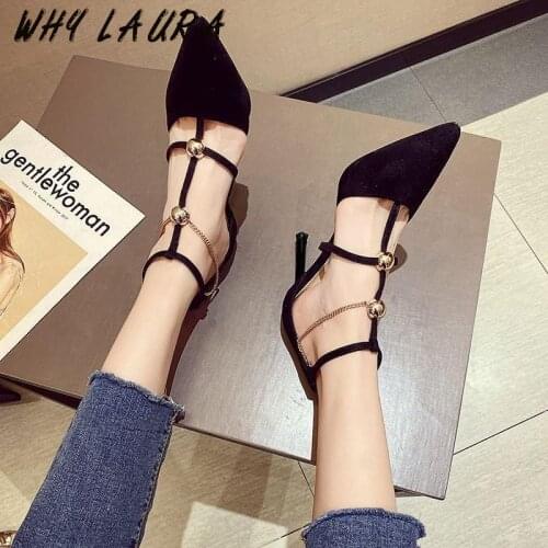 Good match small high heels womens shoes 2021 new black sexy thin heel a child French fairy fashion Baotou pointed womens sing