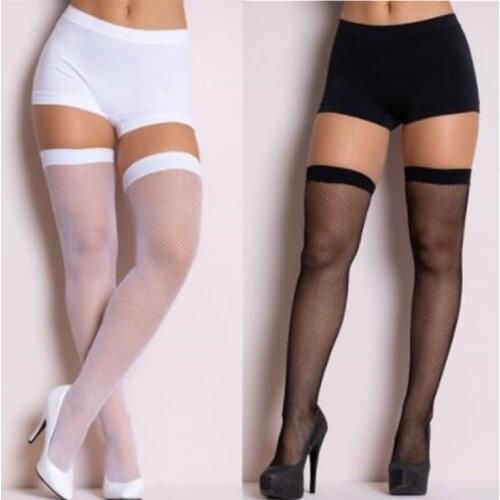 Lingerie Sock Women Rib Top Cuff Sexy Stockings Exotic Small Fishnet Hosiery Ladies White Stockings Medias De Mujer Dropshipping