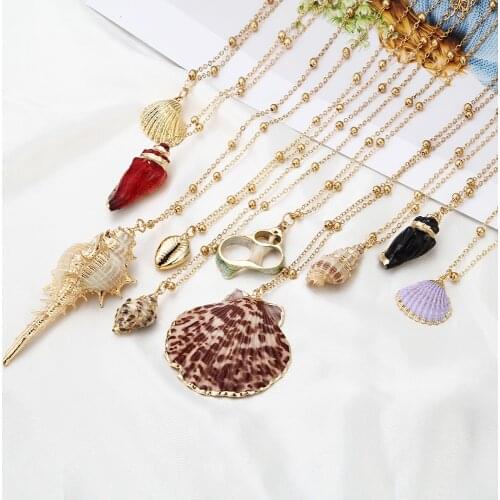 Bohemian Cowrie Necklace Women Shell Necklace Natural Seashell Conch Gold Best Friend Gift Choker Schelpen Ketting Boho Jewelry