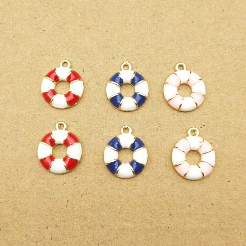 10pcs 13x16mm life ring charm enamel charms for jewelry making and crafting charm fashion bracelet pendant
