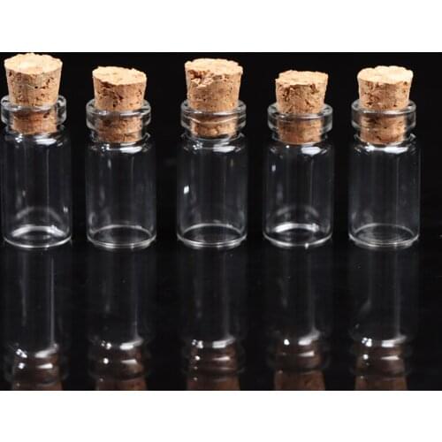 10pcs Mini Small Glass Bottles with Clear Cork Stopper Tiny Vials Jars Containers Message Wedding Jewelry Favor