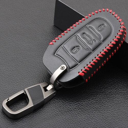 2018 New Fashion Remote Leather Car Key Case Cover For Peugeot 301 308 408 508 2008 3085 3008 307 206 Key Chain Case Caso Chave