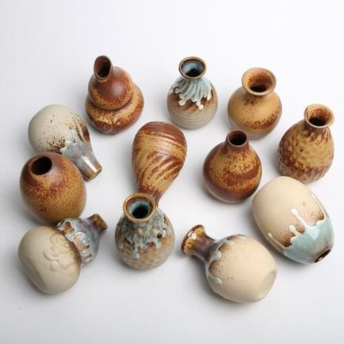 2020 Hand-made Coarse Pottery Vases Decoratives For Flowers Zen Idea Tea Table Ceramic Vase Home Decoration Maison Accessories