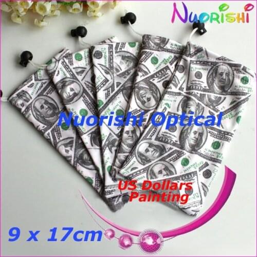 50pcs Wholesale US Dollar Design Microfibre Glasses Sunglass Eyegalss MP4 Pouch Case Bag CP034 free shipping