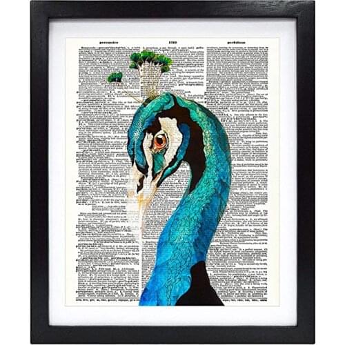 5d diy diamond painting peacock newspaper animal picture artwork home decoration full square diamond embroidery sticker 60x80cm