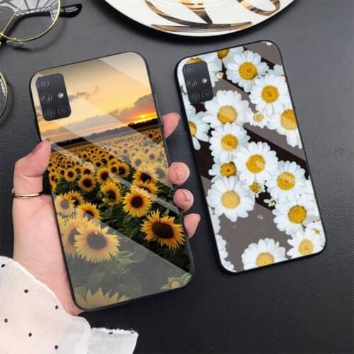 Yellow Flower Small Daisy Sunflower Phone Case For Samsung S6 7edge 8 9 10e 20plus S20 Ultra Note8 9 10pro A72018 Tempered Glass