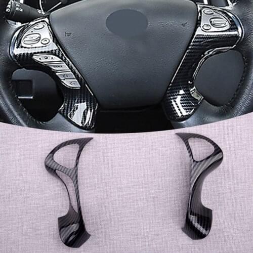 CITALL 2Pcs Car Steering Wheel Decoration Trim Cover Frame Fit for Nissan Murano 2015-2017 2018 2019 2020 Carbon Fiber Style