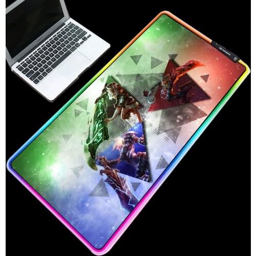 RGB LED Mouse Pads Glowing LOL Riven Cool HD Pattern Support 3 Led Model Mice Pad with Rubber Base Pad L/XL/XXL for LOL Lover