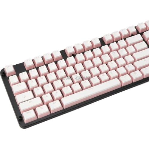 Drop RGB 108 Keycaps ANSI Layout Add ISO PBT Pink Pudding Double Skin Milk Shot Backlit Keycap With Keycap Storage Board For OEM