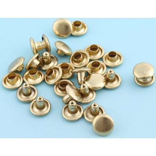 100sets 8mm Double Cap Rivets Gold plated Rivets Nails Metal studs Leathercraft Round Studs for Bag Garment Bracelet