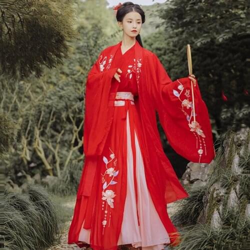 Hanfu Dress For Women Wedding Clothes Chinese Traditional Elegant Costumes Han/Tang Dynasty Princess Clothes Red Hanfu VO1150