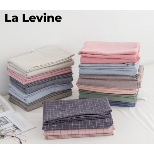 Cotton Bed Sheets Bed Cover Solid Color Lattice Japanese Comfortable Breathable Single Double Bedsheet Fitted Sheet Home Bedding