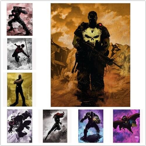 Marvel Avengers Canvas Painting Superhero Spiderman Iron Man Posters Prints Wall Art Pictures for Living Room Home Decoration