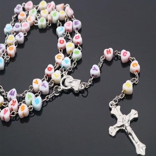 Catholic 6mm letter rosary rosary necklace. New fashion rosary long chain necklace wholesale and retail