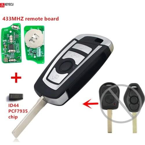KEYECU Modified flip 3 Button 433MHZ remote key for BMW EWS 325 330 318 525 530 540 E38 E39 E46 M5 X3 X5 HU92 ID44/ PCF7935