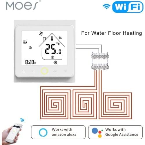 WiFi Thermostat Temperature Controller LCD Touch Screen Backlight for Water floor Heating Works with Alexa Google Home 3A