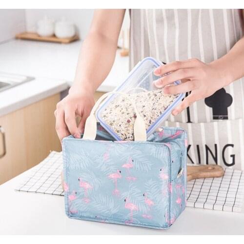 Korea flamingo lunch box, insulated bag, bento bag, handbag, hand bag, student bag, lunch bag, picnic
