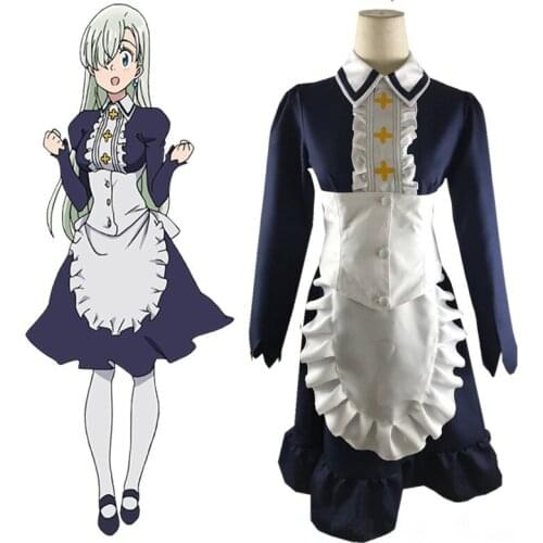 The Seven Deadly Sins Cosplay Japanese Anime Nanatsu no Taizai: Imashime no Fukkatsu Elizabeth Liones Maid Dress Cosplay Costume