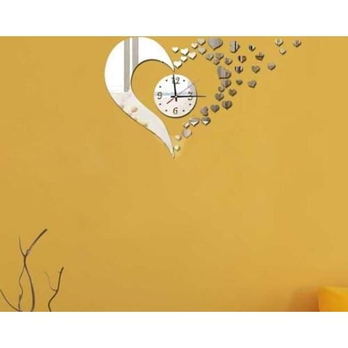 Top Selling Modern Style Sweet Heart Shaped DIY Mirror Wall Clock Wall Sticker Home Decoration часы настольные Dropshipping