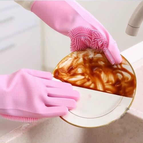 Multifunctional Kitchen Durable Dishwashing Gloves Rubber Latex Waterproof Clean Insulation Gloves