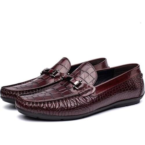 2020 Summer Men leather Flat casual shoes male sneakers Shoes loafer men Black Mens genuine leather shoes Driving Shoes Men