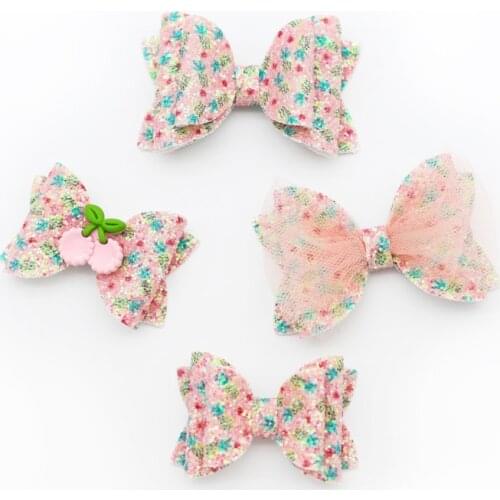 Set Fruit Printing Leather Bow kawaii Barrettes Cute Side Hair Clip Headwear Hairpin Lovely Hair Accessories Girls Kids Children