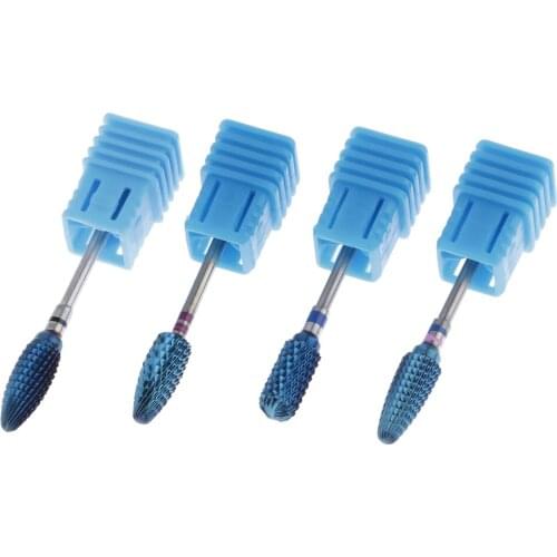 Tungsten Carbide Nail Drill Bits Set 4pcs Cuticle Clean and Acrylic Gel Remove Nail Bits 3/32 Shank